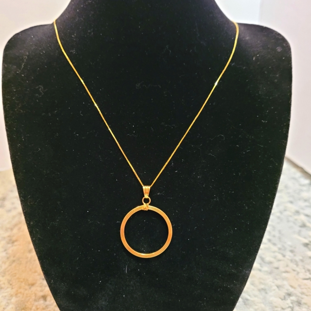 COPY - 18k Real Gold Circle Pendant Necklace 25mm